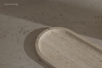 Luxtonely Travertine Oval Tray Set